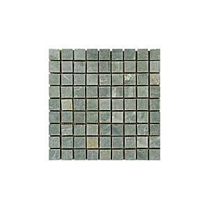 1x1 Ocean Green Tumbled Quartzite Mosaic Tiles for Backsplash, Shower 
