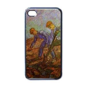  Two Peasants Digging By Vincent Van Gogh Black Iphone 4 