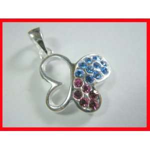   & Blue CZ Butterfly Pendant Sterling Silver #3027: Everything Else