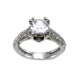  Mileys Antique Inspired CZ Solitaire Ring   5 Jewelry