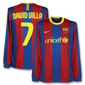    10 11 Barcelona Home L/S Jersey + David Villa 7