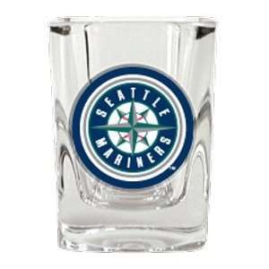 Seattle Mariners 2oz Square Shot Glass with Domed Clear Logo:  