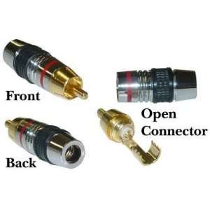   Gold Premium RCA Connector for 7mm Cable, Red Band 