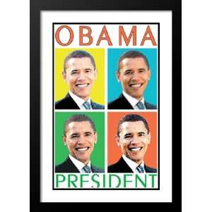  Barack Obama 20x26 Framed and Double Matted Obama 4 Faces 