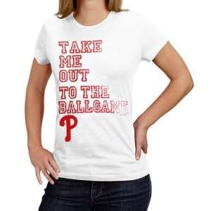   Philadelphia Phillies Ladies White Fake Out T shirt: Sports & Outdoors