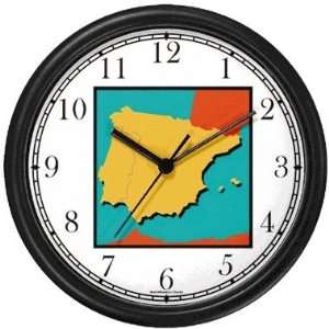  Map of Spain & Portugal Spain Theme Wall Clock by 