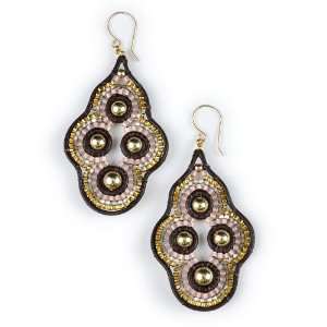   Miguel Ases Beaded Leather Dangle Earrings: Miguel Ases: Jewelry