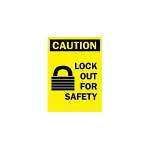 BRADY 65570 Sign,14X 10,Caution Lock Out For Safety  