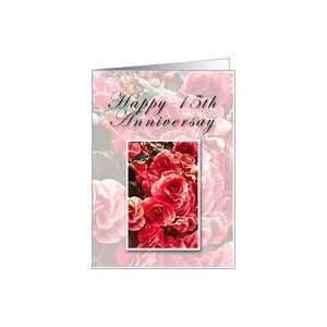  Happy 15th Anniversary, Pink Flowers Card Health 