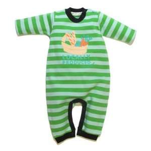  Locally Produced Baby Playsuit in Green / Aqua Stripe 