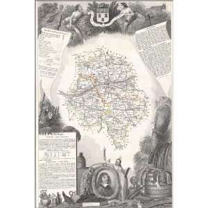  1847 Map of the Dept. DIndre et Loire, Tours, France   24 