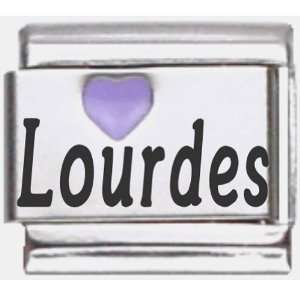  Lourdes Purple Heart Laser Name Italian Charm Link 
