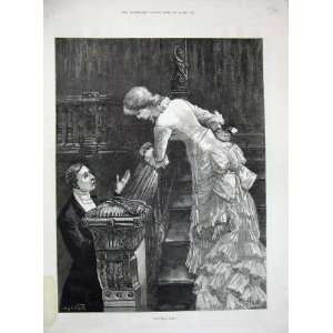  1885 Fine Art Romance Man Woman Stairs House Overend: Home 