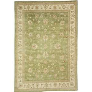  82 x 117 Olive Hand Knotted Wool Ziegler Rug: Furniture 