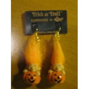  Troll Pumpkin Earrings with Orange Hair 