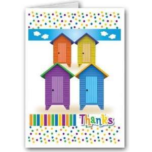 Beach Changing Rooms Theme Thank You Note Card   10 Boxed Cards 