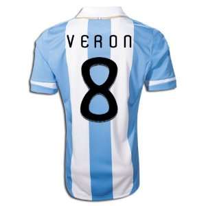  Argentina #8 Juan Veron Home Jersey Sky Blue 2011 Soccer 