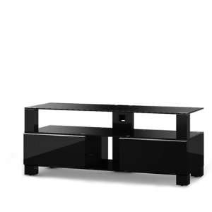  Sonorous MD9120 Black Glass, Aluminum and Wood TV Stand 