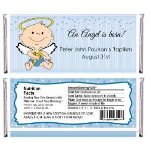   Angel Baby Boy   Personalized Candy Bar Wrapper Baptism Favors: Baby