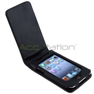 Black Leather Case For Ipod Touch 3rd Gen+Screen Pro  