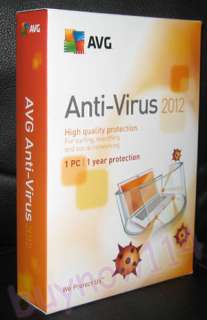 NEW SEALED AVG AntiVirus 2012 1PC 1 Year Protection + AntiSpyware 