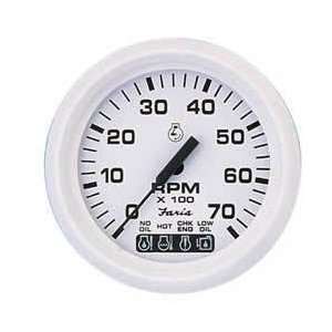  Faria 33150 Dress White 7000 RPM Tach/System Check 