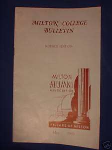 1949 MILTON COLLEGE BULLETIN MILTON WISCONSIN  