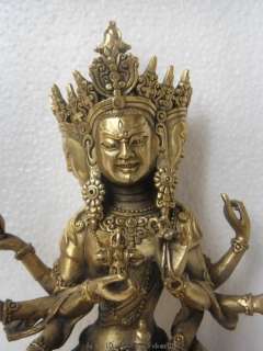 10 Tibet Tibetan Brass Namgyalma Ushnishavijaya 3 Face 8 Arms Buddha 