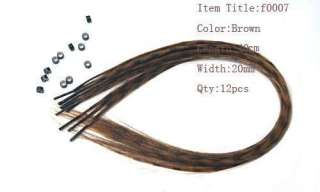 F001 Grizzly Synthetic 13 Colors Feather Hair Extensions 12XPcs + 12 