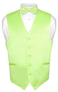 Mens LIME GREEN Dress Vest BOWTie Set for Suit Tux XL  
