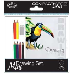  Compact Art Set: Mini Drawing Set w/6pncls, Eraser & Pad 