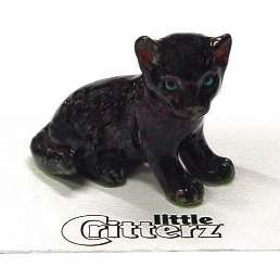 Little Critterz Stealth Black Panther Cub Cat Miniature Figurine Wee 