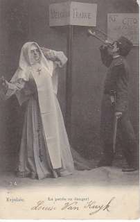 France NUN with soldier photo postcard 1910s  