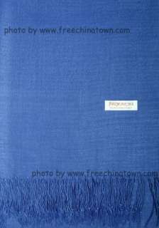 Pashmina Silk Shawl Jacquard Scarf Paisley Wrap Blue  