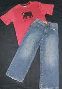 BOYS SIZE 8/10 OUTFIT OLD NAVY LOOSE FIT JEANS AND HATLEY BE PAWSITIVE 
