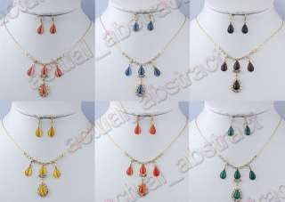FREE Cat Eye bead&gold plated necklace earring 6sets  