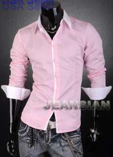 VVW New Mens Designer White Line Shirts Top Pink 1073 XL~  
