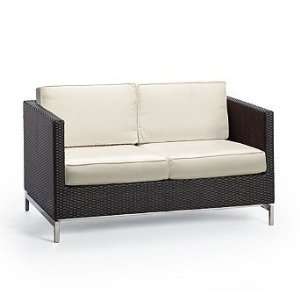 com Metropolitan Outdoor Loveseat with Cushions in Black Finish   Off 