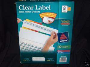 AVERY 11424 Clear Label Index Maker Divider 8 Tabs/25st  