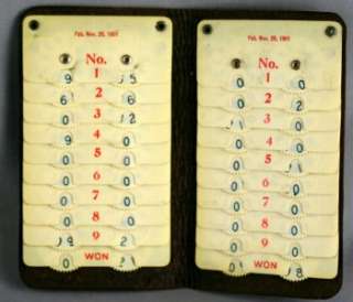   NEAT & RARE LEATHER AND CELLULOID GOLF SCORE KEEPER  1901  