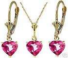 10K Gold Ruby & Diamond Pendant Necklace Matching Stick Earrings 