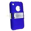 Blue Hybrid Rubber Coated Hard Case Skin Cover w/ Chrome Stand for 