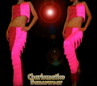   Red SALSA Latin SAMBA Fringe YULIA dancing Star pants & Top  