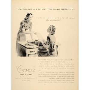   Ad Cranes Fine Papers Typewriter Secretary Typing   Original Print Ad
