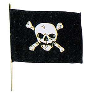  Jolly Roger Skull Flag On Mast (12 X 18): Patio, Lawn 