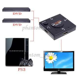 Port 1080P Video HDMI Switch Switcher Splitter for HDTV PS3 DVD 