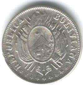 BOLIVIA COIN 20 CENTAVOS 1881 F.E KM 159.1 XF+  