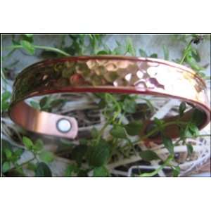   Solid Copper Hammered Magnetic Cuff Bracelet #733S 