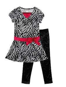 NEW GIRLS Youngland Mock Layer Zebra Dress Leggings OUTFIT SET 4 5 6 