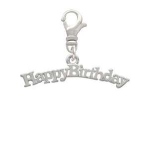  Small Happy Birthday Silver Plated Clip on Charm 
